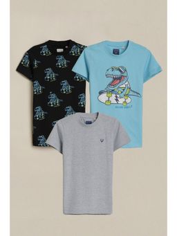 Allen Solly - Boys Multi Print Crew Neck T-Shirt (Pack of 3)