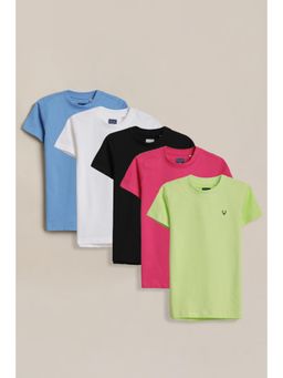 Allen Solly - Boys Multi Solid Crew Neck T-Shirt (Pack of 5)