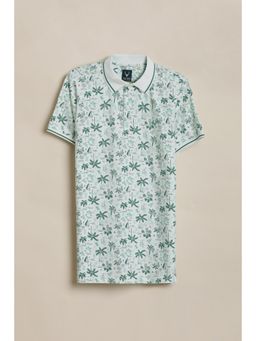 Allen Solly - Boys White Print Polo Neck T-Shirt
