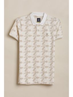 Allen Solly - Boys Beige Print Polo Neck T-Shirt