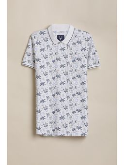 Allen Solly - Boys White Print Polo Neck T-Shirt
