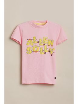 Allen Solly - Girls Pink Graphic Print Casual T-Shirt