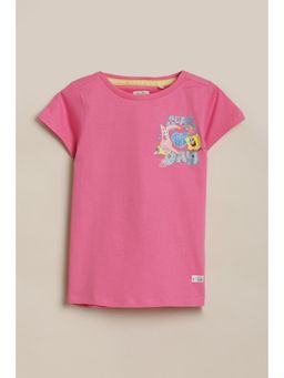 Allen Solly - Girls Pink Graphic Print Casual T-Shirt