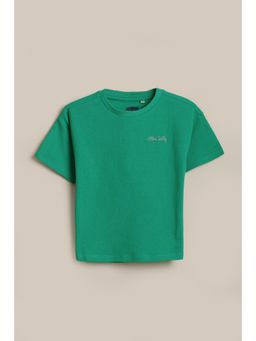 Allen Solly - Girls Green Textured Casual T-Shirt