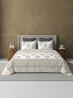 BELIHODE - Yellow 250TC Pure Cotton Jaipuri Block Print Bedsheet (Single)