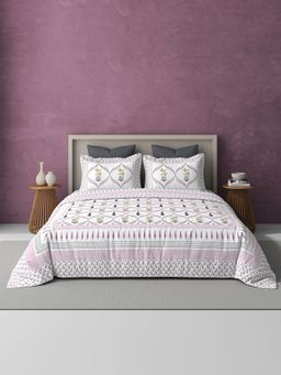 BELIHODE - Pink 250TC Pure Cotton Jaipuri Block Print Bedsheet (Single)