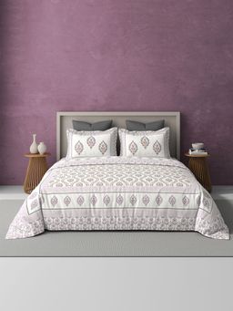 BELIHODE - Pink 250TC Pure Cotton Jaipuri Block Print Bedsheet (Single)