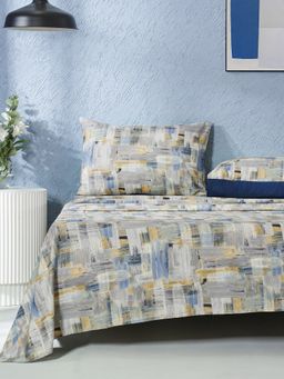 Maspar - Blue 200TC Cotton Printed Bedsheet with 2 Pillow Covers