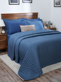 Maspar - Teal Cotton 8 Piece Quilt Bedding Set (Double)