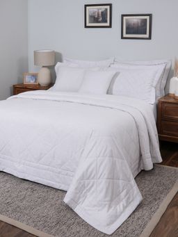Maspar - White Cotton 8-Piece Quilt Bedding Set (Double)
