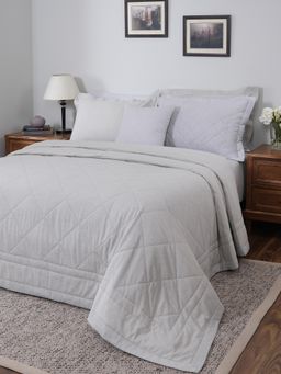Maspar - Grey Cotton 8-Piece Quilt Bedding Set (Double)