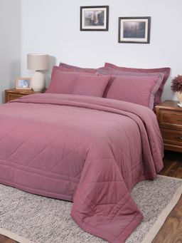 Maspar - Pink Cotton 8-Piece Quilt Bedding Set (Double)