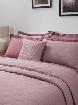 Maspar - Pink Cotton 8-Piece Quilt Bedding Set (Double)