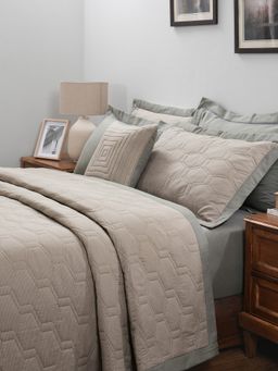 Maspar - Green Cotton 8-Piece Quilt Bedding Set (Double)