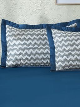 Maspar - Blue Quilted Standard Cotton Pillow Shams (Pack of 2)
