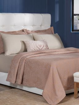 Maspar - Peach Cotton 8-Piece Quilt Bedding Set (Double)