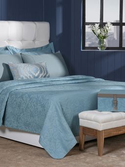 Maspar - Blue Cotton 8-Piece Quilt Bedding Set (Double)