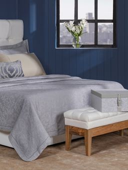 Maspar - Grey Cotton 8-Piece Quilt Bedding Set (Double)