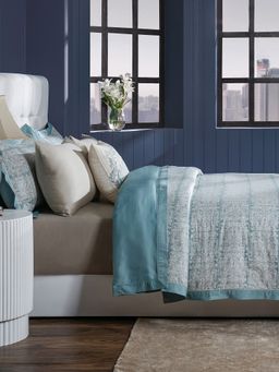 Maspar - Blue Cotton 8-Piece Quilt Bedding Set (King)