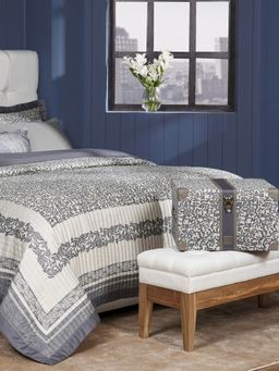 Maspar - Grey Cotton 8-Piece Quilt Bedding Set (Double)