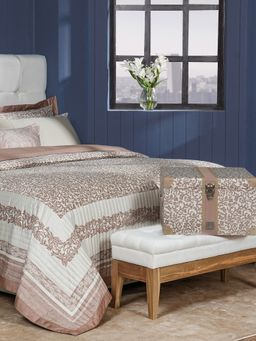 Maspar - Brown Cotton 8-Piece Quilt Bedding Set (Double)