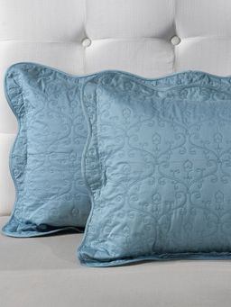 Maspar - Blue Quilted Standard Cotton Pillow Shams (Pack of 2)