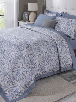 Maspar - Blue Cotton 8-Piece Bedding Set (King)