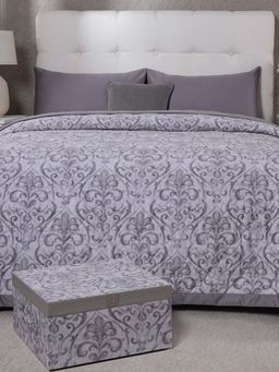 Maspar - Grey Cotton 6 Piece Quilt Bedding Set (Double)