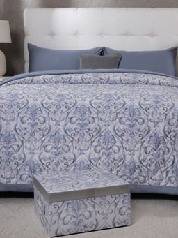 Maspar - Blue Cotton 6 Piece Quilt Bedding Set (Double)