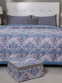 Maspar - Blue Cotton 6 Piece Quilt Bedding Set (Double)