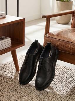 Monte Carlo - Mens Brogue Lace-Up Smart Casual Shoes Black