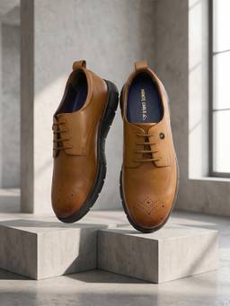 Monte Carlo - Mens Brogue Lace-Up Smart Casual Shoes TAN 10