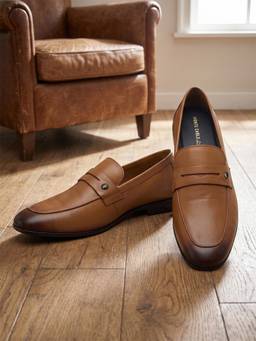 Monte Carlo - Mens Slip-On Penny Loafers Tan