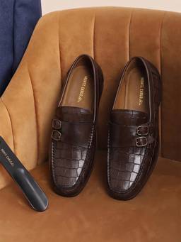 Monte Carlo - Mens Textyred Finish Buckle Loafers Brown