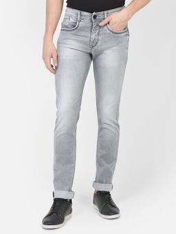 CRIMSOUNE CLUB - Men Grey Light Wash Jeans