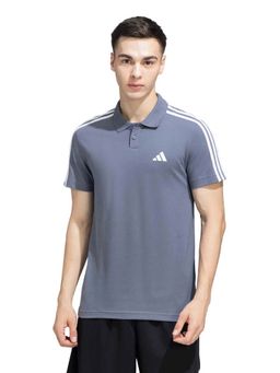 adidas - Men Grey M 3S Co Stripes Polo T-shirt
