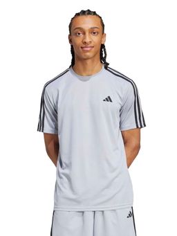 adidas - Men Grey Essentials Base 3-Stripes Training T-shirt