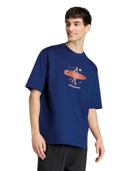 adidas - Men Blue Doodle Stand-Up Paddle Graphic Printed T-shirt