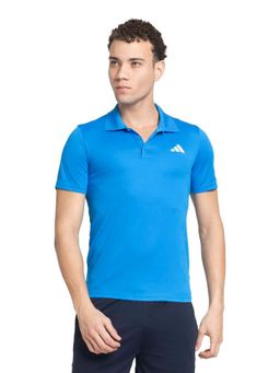 adidas - Men Blue Textured Adi Polo T-shirt