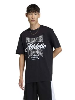 adidas Originals - Men Black Summer League Varsity Gfx Text Printed T-shirt