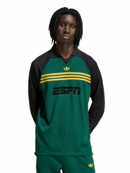 adidas Originals - Men Green Colorblock Sponsored Archive Long Sleeves Polo T-shirt