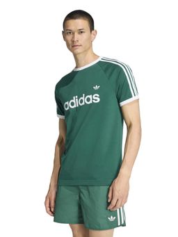 adidas Originals - Men Green Stripes Slim Fit Ringer Football T-shirt