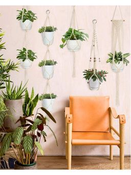 Homesake - 5 Macrame Plant Hangers Cotton Outdoor