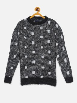 CRIMSOUNE CLUB - Girls Black Fuzzy Spotted Sweater