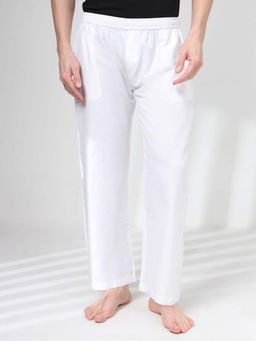 NEUDIS - White Cotton Solid Lounge Pant