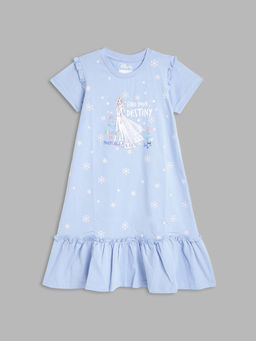 Blue Giraffe - Girls Blue Printed Dress