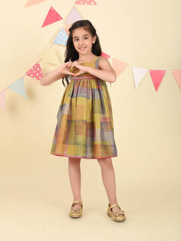 Fabindia - Multi-Colour Cotton Silk Hand Block Printed Dress