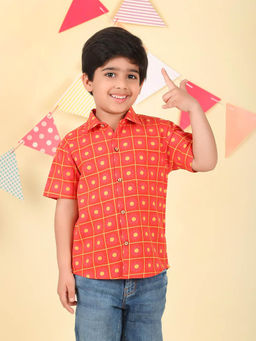 Fabindia - Red Cotton Linen Printed Shirt