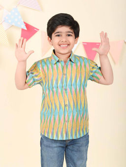 Fabindia - Blue Cotton Printed Shirt
