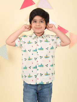 Fabindia - White Cotton Printed Shirt